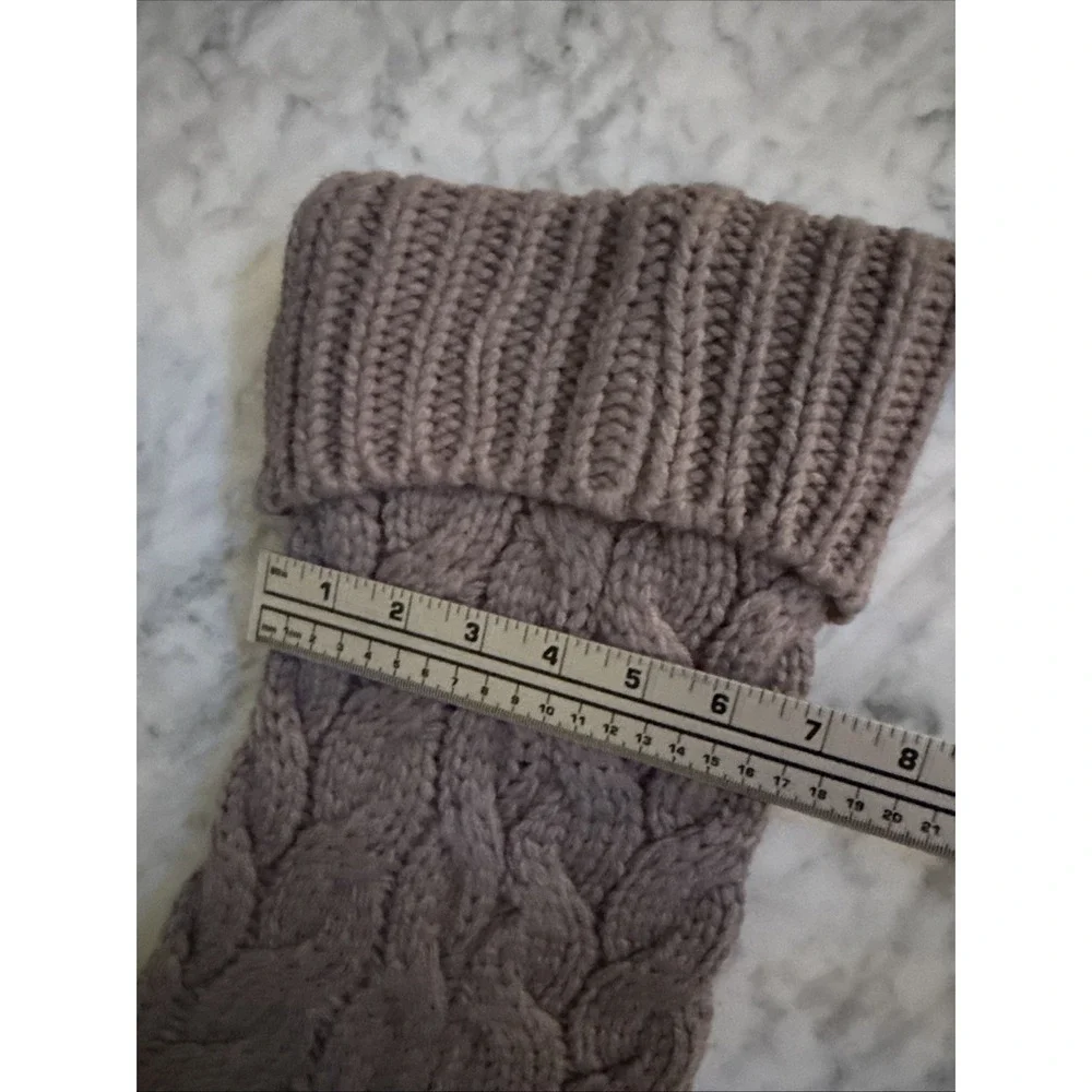 Cable Knit Christmas Stocking Gray Farmhouse Fleece Lined Cozy Cabin